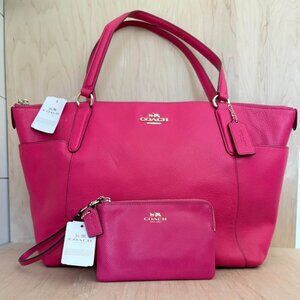 COACH - Pebbled Leather Ava II AND a Crossgrain Leather Wristlet - RUBY PINK